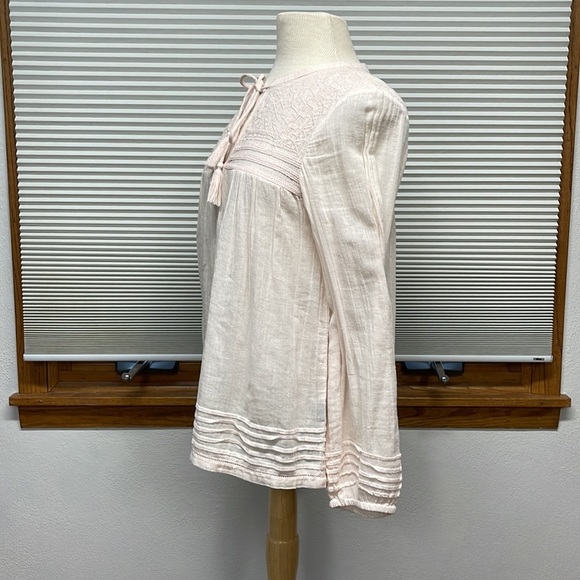 Sanctuary Patel Pink Cotton Embroidered Peasant Blouse Size Small - Picture 6 of 8